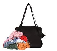 Borsa per la spesa, in tessuto, pieghevole, per viaggi, traslochi, lezioni, fiere, campeggio, supermercato, attività all'aperto, Nero , Refer to description