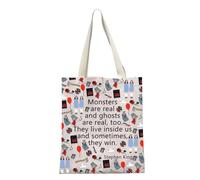 Borsa per la spesa ispirata a Stephenn K, per amanti del cinema horror, regalo per fan di Stephenn K, Monsters Are Real Tote 2uk, large