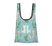 Borsa per la spesa leggera con stampa a forma di cuore rosa alpaca con stampa a forma di cuore, pieghevole, riutilizzabile, leggera, per la spesa, viaggi, spiaggia, ecologica e compatta