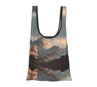 Borsa per la spesa leggera con stampa della gamma montana, pieghevole, riutilizzabile, per la spesa, viaggi, spiaggia, ecologica, compatta