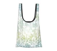 Borsa per la spesa leggera con stampa di alghe marine verde mare blu marino pieghevole riutilizzabile borsa per la spesa borsa per la spesa da viaggio spiaggia ecologica compatta avventura tote
