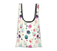 Borsa per la spesa leggera con stampa di cupcake, caramelle, cuori, dolce, pieghevole, riutilizzabile, per la spesa, viaggi, spiaggia, ecologica, compatta