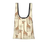 Borsa per la spesa leggera con stampa di giraffe disegnate a mano, pieghevole, riutilizzabile, per la spesa, viaggi, spiaggia, ecologica, compatta