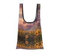 Borsa per la spesa leggera con stampa di paesaggi di girasole pieghevole riutilizzabile borsa per la spesa borsa per la spesa da viaggio spiaggia ecologica compatta avventura tote