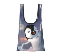 Borsa per la spesa leggera con stampa di pinguino felice, pieghevole, riutilizzabile, per la spesa, viaggi, spiaggia, ecologica, compatta