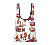 Borsa per la spesa per bambini e ragazze con stampa dei vigili del fuoco, pieghevole, riutilizzabile, leggera, per la spesa, viaggi, spiaggia, ecologica, compatta
