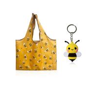 Borsa Per La Spesa Pieghevole Con Stampa Di Api, Portachiavi Ape, Tote Riutilizzabile Da Donna Per Riporre Vestiti
