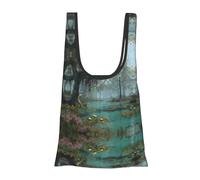Borsa per la spesa pieghevole e riutilizzabile con stampa di paesaggi paludi, leggera, per la spesa, viaggi, spiaggia, ecologica, compatta