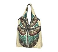 Borsa per la spesa pieghevole e riutilizzabile Grunge Vintage Dragonfly Bug grande borsa della spesa con maniglie per il trasporto