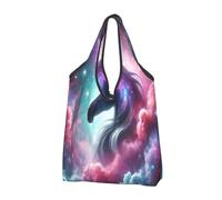 Borsa per la spesa pieghevole, riutilizzabile, con galassia, Pegaso, nebulosa, nuvola, grande, con manici per il trasporto