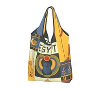 Borsa per la spesa pieghevole, riutilizzabile, lavabile, leggera, 2 pezzi | Borse di totalizzatore di grande capacità stampate serie antiche della tribù dell'Egitto per stoccaggio di viaggio del