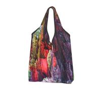 Borsa per la spesa pieghevole, riutilizzabile, lavabile, leggera, 2 pezzi | La roccia naturale della grotta ha stampato le borse di totalizzatore di grande capacità per stoccaggio di