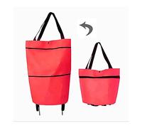 Borsa per la spesa pieghevole su ruote, carrello versatile per generi alimentari e verdure, organizer compatto con design a piccoli fiori