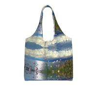 Borsa per la spesa resistente riutilizzabile con stampa logo | Robusta borsa shopper in poliestere, interni spaziosi, maniglie integrate, leggera per shopping, viaggi e uso quotidiano.