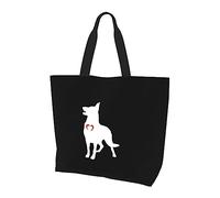 Borsa per la spesa riutilizzabile a mano in tela leggera da donna con un pastore con cuore Nera