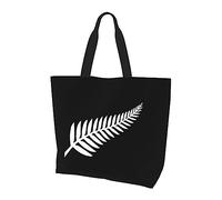 Borsa per la spesa riutilizzabile a mano in tela leggera da donna New Zealand Leaf nera