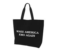 Borsa per la spesa riutilizzabile a mano in tela leggera Make America Emo Again da donna nera