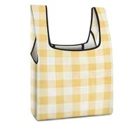 Borsa per la spesa riutilizzabile a quadri giallo pastello giallo limone stampato borse della spesa pieghevole lavabile tote leggera custodia con manico