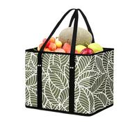 Borsa per la spesa riutilizzabile, borsa della spesa pieghevole, resistente, 32 x 27 cm, struttura a forma di scatola, manici rinforzati, per vestiti, spiaggia, picnic, campeggio, viaggi in famiglia