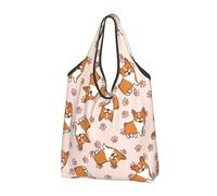 Borsa per la spesa riutilizzabile, borsa per la spesa leggera, in tessuto lavabile, con cani di razza gallese e corgi, borsa per la spesa leggera da donna