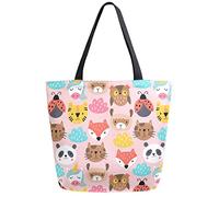 Borsa per la spesa riutilizzabile Cat Fox Ladybug Borsa per la spesa in tela Borsa a tracolla grande pieghevole lavabile per donna