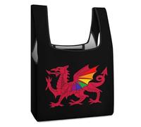 Borsa per la spesa riutilizzabile con bandiera del Galles, borsa per la spesa pieghevole, lavabile, leggera, con manico