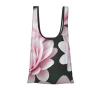 Borsa per la spesa riutilizzabile con fiori bianchi rossi e oro multiuso