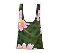 Borsa per la spesa riutilizzabile con fiori rossi e bianchi e oro multiuso