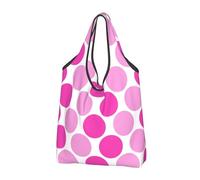Borsa per la spesa riutilizzabile con motivo a pois rosa acceso con stampa D - Borsa della spesa pieghevole con manici, Nero, 3 PCS