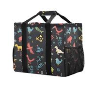 Borsa per la spesa riutilizzabile con pesci, uccelli e insetti, borsa per la spesa, borsa da viaggio da cucina, borsa da spiaggia lavabile