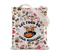 Borsa per la spesa riutilizzabile con scritta in inglese "Let Food Be Your Medicine" (lingua italiana non garantita), Borsa per medicine alimentari, 35*40cm