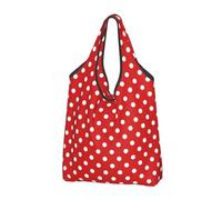Borsa per la spesa riutilizzabile con stampa a pois vintage rossa - Borsa della spesa pieghevole con manici, Nero, 2 PCS
