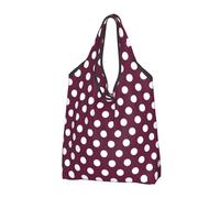Borsa per la spesa riutilizzabile con stampa a pois viola rosa - Borsa della spesa pieghevole con manici, Nero, 3 PCS