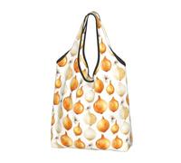 Borsa per la spesa riutilizzabile con stampa astratta di cipolle - Borsa della spesa pieghevole con manici, Nero, 1 PCS