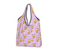 Borsa per la spesa riutilizzabile con stampa di un simpatico pulcino con fiocco, borsa per la spesa pieghevole con manici, Nero, 3 PCS