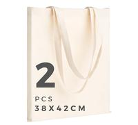 Borsa per la spesa riutilizzabile in tela di cotone, regalo ecologico per donne, bambini, ragazze, da 38,1 x 41,9 cm (beige, 2)