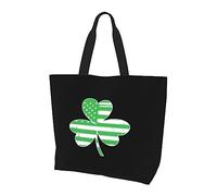 Borsa per la spesa riutilizzabile in tela leggera da donna con bandiera americana irlandese Nera