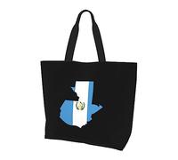 Borsa per la spesa riutilizzabile in tela leggera da donna con mappa della bandiera del Guatemala nera