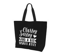 Borsa per la spesa riutilizzabile in tela leggera da donna, elegante e un po' intelligente, nera