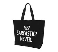 Borsa per la spesa riutilizzabile in tela leggera da donna Me Sarcastic Never nera