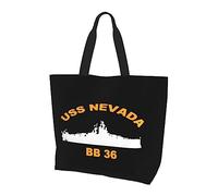 Borsa per la spesa riutilizzabile in tela leggera da donna Uss Nevada Bb-36 nera