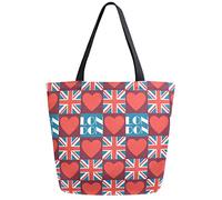 Borsa per la spesa riutilizzabile London Love Heart Borsa per la spesa in tela Borsa a tracolla grande pieghevole lavabile per donna