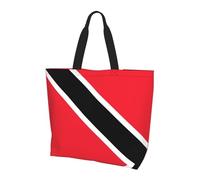 Borsa per la spesa riutilizzabile monospalla, bandiera di Trinidad e Tobago, borsa tote casual monospalla, borsa per la spesa grande multiuso, nera, taglia unica