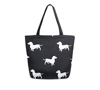 Borsa per la spesa riutilizzabile per cani bassotto Borsa per la spesa in tela resistente Borsa a tracolla grande pieghevole lavabile per le donne