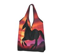 Borsa per la spesa riutilizzabile pieghevole con manici per il trasporto del cavallo selvatico del crepuscolo