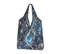 Borsa per la spesa riutilizzabile pieghevole con neuroni astratti grande borsa della spesa con maniglie per il trasporto