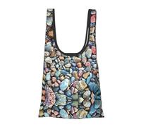 Borsa per la spesa riutilizzabile, pieghevole, lavabile, con stampa a motivo di pietra, pieghevole, in un sacchetto ecologico, per la spesa quotidiana
