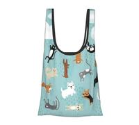 Borsa per la spesa riutilizzabile, pieghevole, lavabile, con stampa di cani e gatti, ripiegabile in un sacchetto, borsa per la spesa ecologica