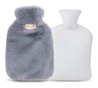 Borsa per l'acqua calda, bottiglie per l'acqua calda in gomma naturale di grande capacità da 2 litri con morbida copertura in peluche - Cammello, rosa, grigio, thermos per l'acqua calda per il freddo,