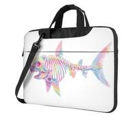 Borsa per laptop con scheletro di squalo arcobaleno pastello borsa per laptop 15.6 pollici borse per computer imbottita copertura manica per donne uomini